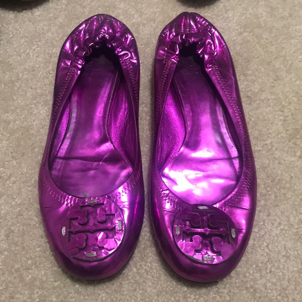 Tory Burch metallic purple flats